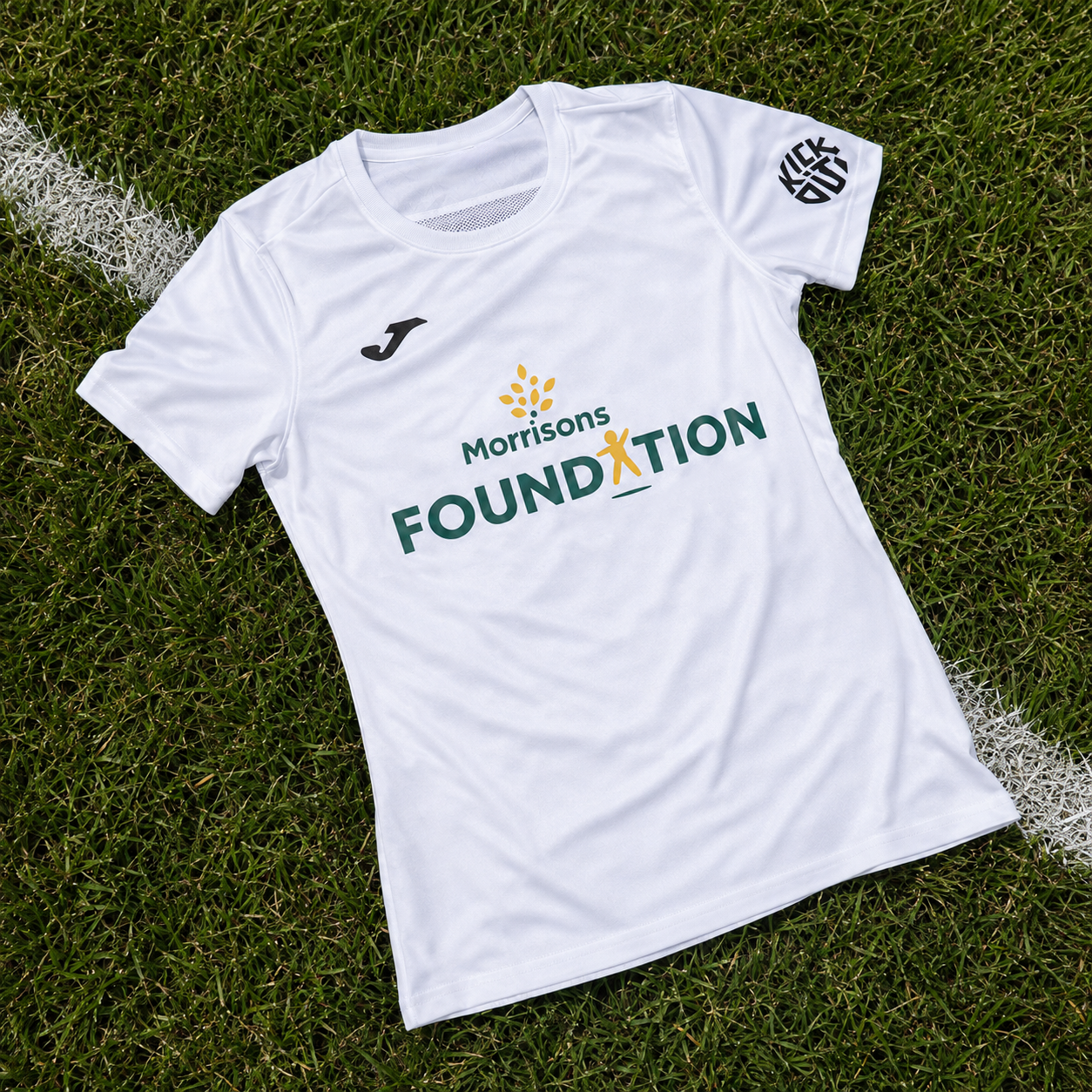 Photo of shirt with KIO and Morrisons Foundation Logo